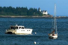 Indian Island Light in Rockport Harbor in Maine